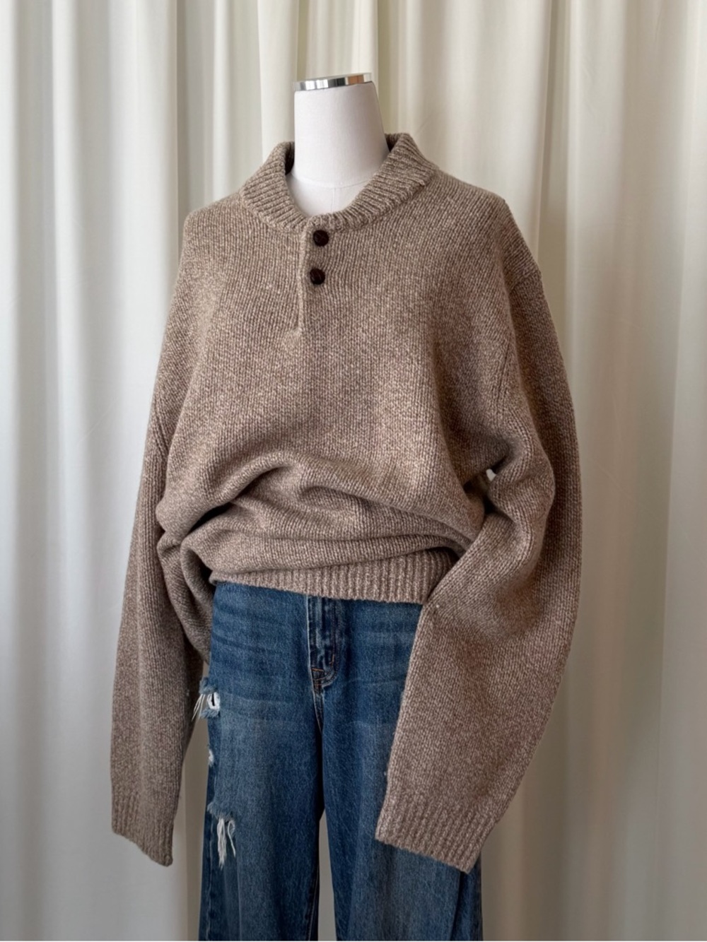 L.L.Bean Men’s Classic Ragg 100% Wool Sweater Henley XXL - Picture 3 of 11
